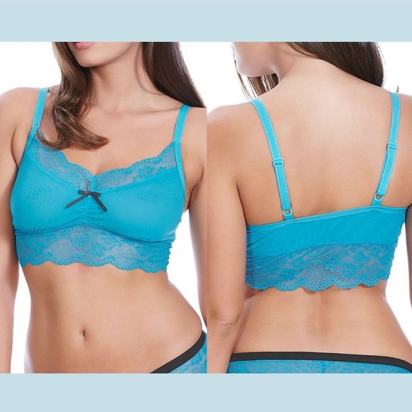 NWT FREYA 'Fancies' Lace Trim Bralette in Electric Blue [SZ Medium ]‎ #C639 - Picture 1 of 9